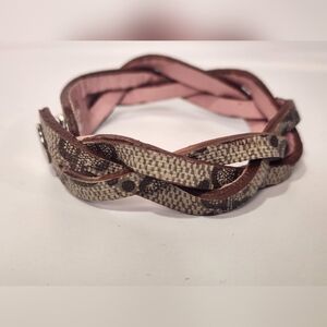 Gucci Monogram Canvas Braided Leather Bracelet